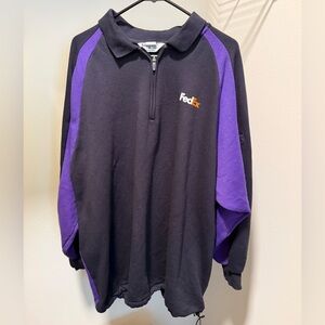 FedEx Black and Purple Pullover 1/4 Zip Sweatshirt 2XL